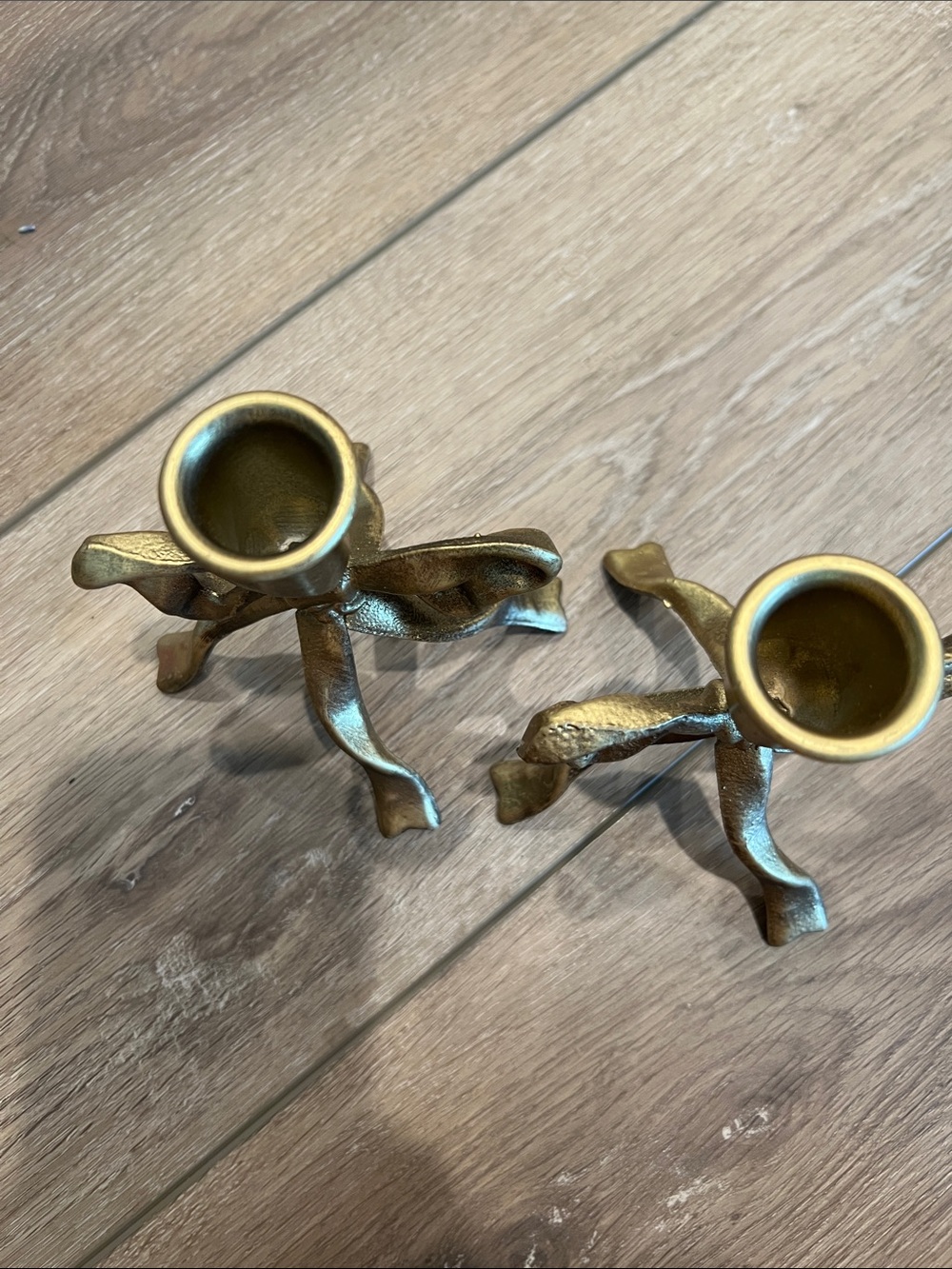 Gold Ribbon Bow Candle Holders - Decorative Home Accent - Picture 6 of 7